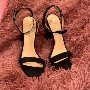 Never worn black suede strappy heels